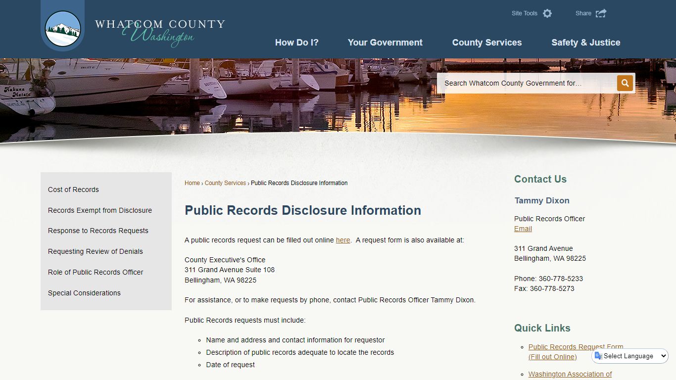 Public Records Disclosure Information - Whatcom County